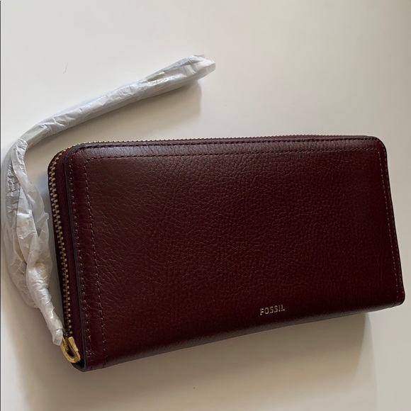 Cell Phone Logan RFID Clutch Leather Fossil Wallet Card Holder Check Book Bill - Picture 15 of 16